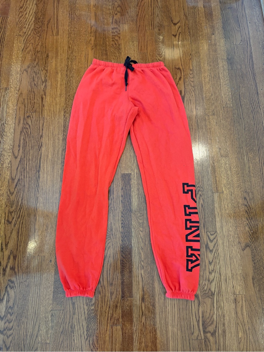 PINK Victoria's Secret Vintage Y2K Red Sweatpant Joggers with Black Logo